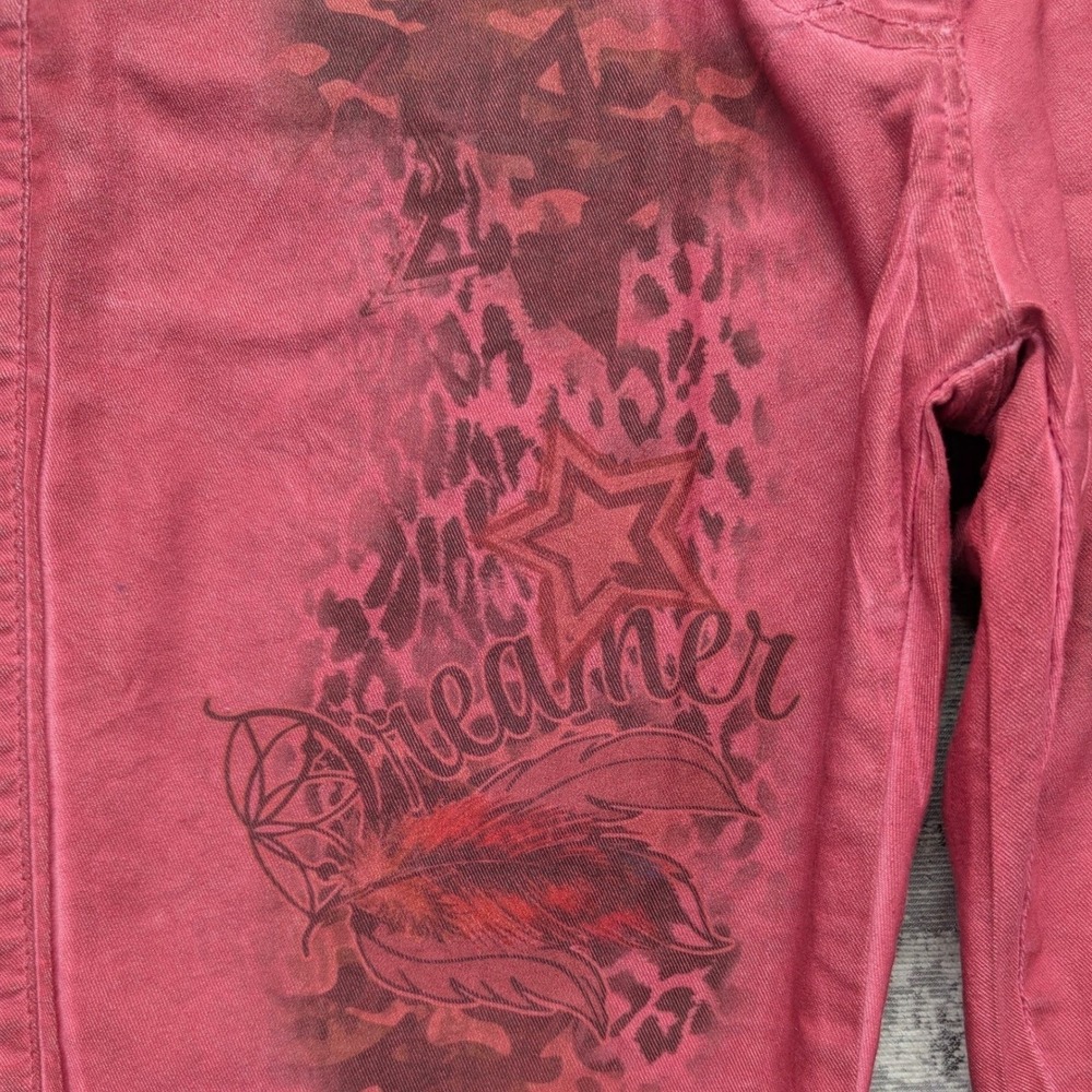 Gigi Moda Red Rock & Roll Graphic Print Button Fly Slim Pants Made in Italy XL - Picture 6 of 15